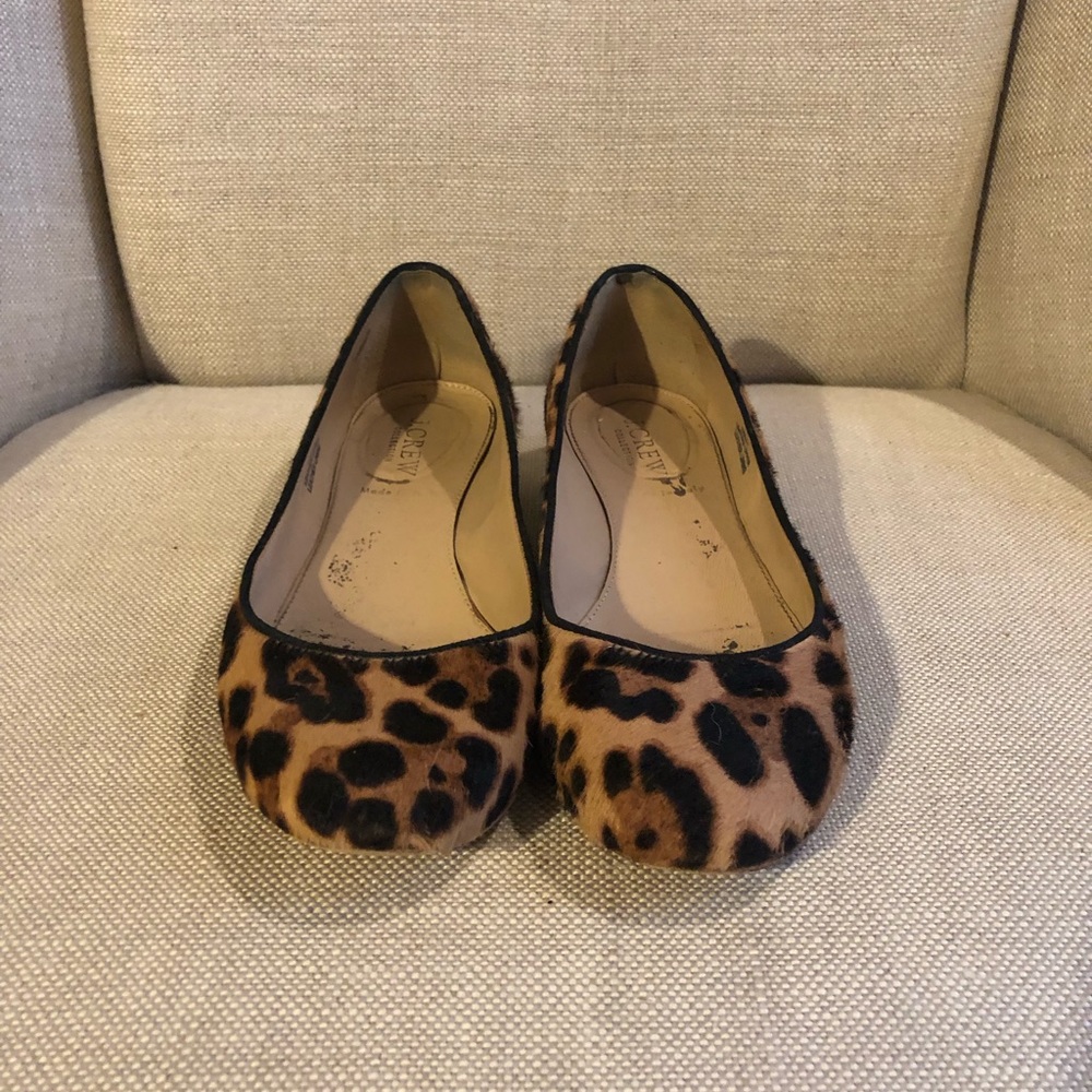 🐞 JCrew Cowhide Leopard Flats